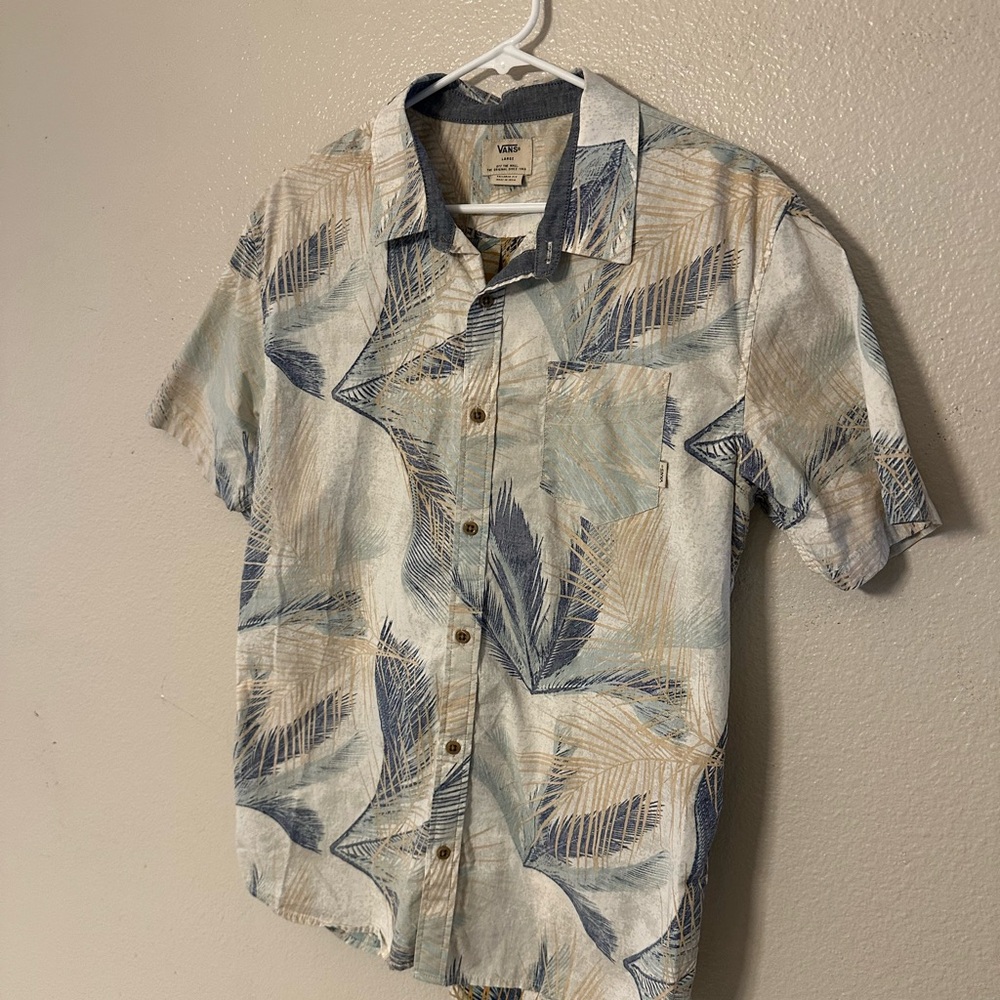 Vans Men's Tropical Blue and Tan Shirt
B1